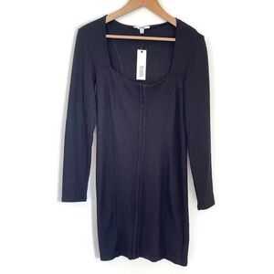 Steve Madden BB Dakota Long Sleeve Rib Knit Black‎ Mini Dress -Size S
